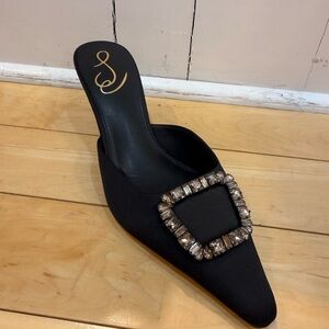 Sam Edelman Elegant Black Women's Mules with Embellished Buckle